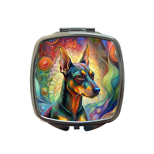 Miniature Pinscher Dog Abstract Art Small Travel Purse Handbag Pocket Makeup Compact Mirror