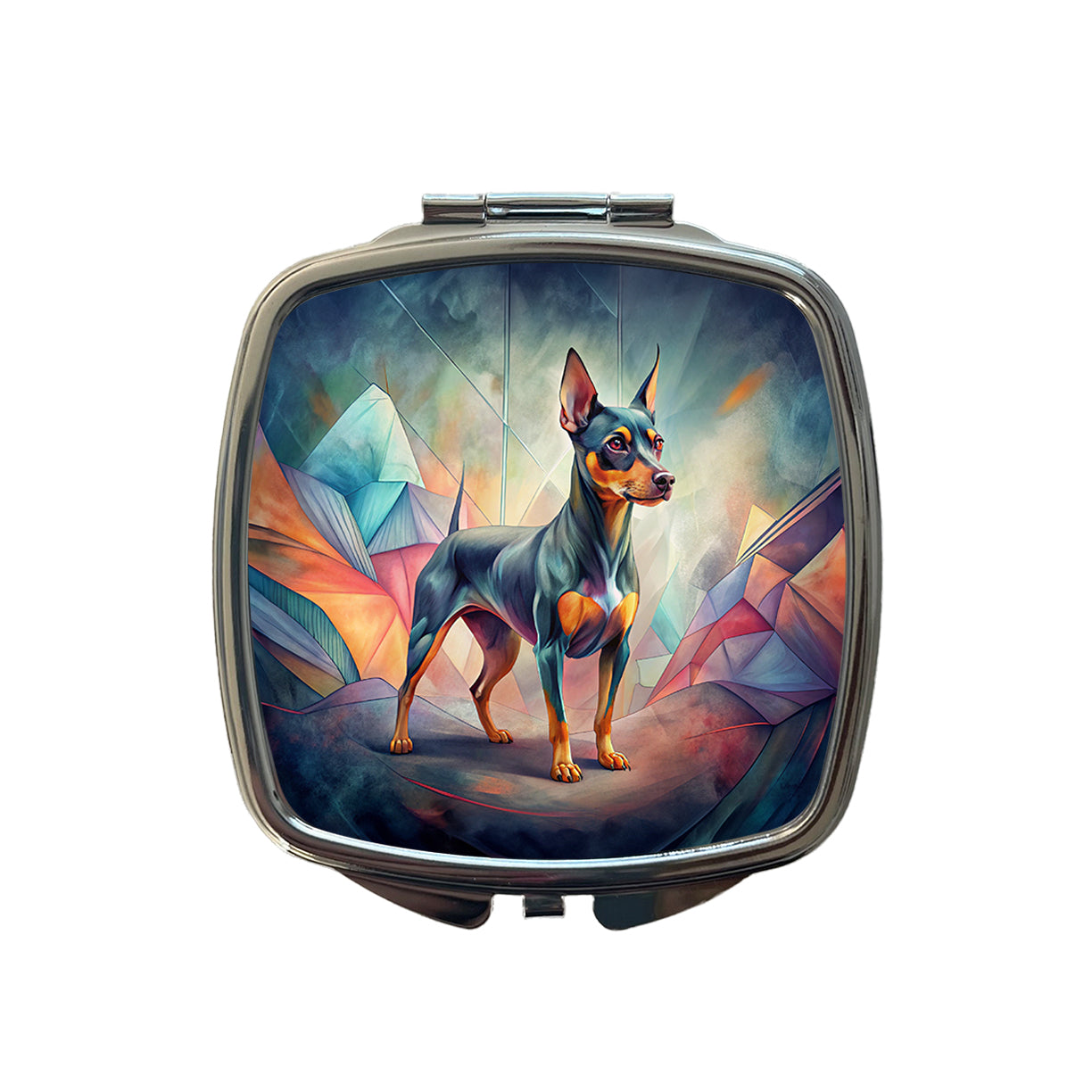 Miniature Pinscher Dog Contemporary Art Small Travel Purse Handbag Pocket Makeup Compact Mirror