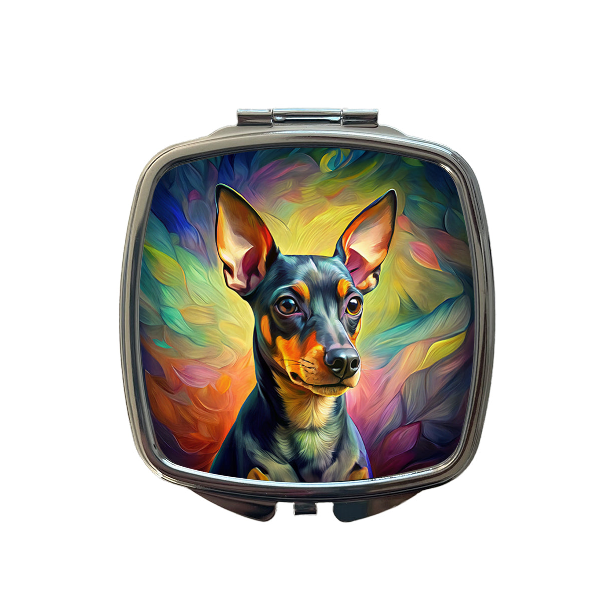 Miniature Pinscher Dog Pop Art Small Travel Purse Handbag Pocket Makeup Compact Mirror