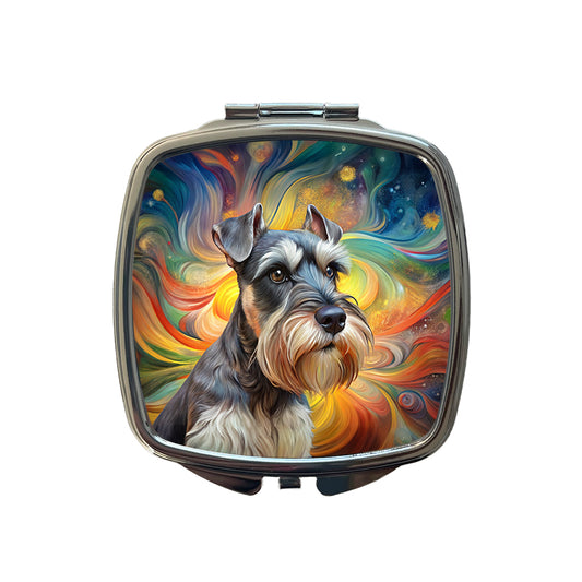 Miniature Schnauzer Dog Abstract Art Small Travel Purse Handbag Pocket Makeup Compact Mirror