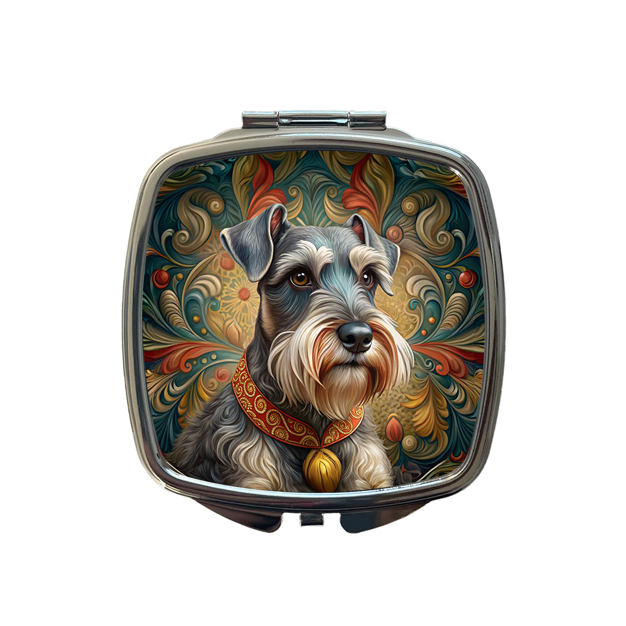 Miniature Schnauzer Dog Art Nouveau Small Travel Purse Handbag Pocket Makeup Compact Mirror