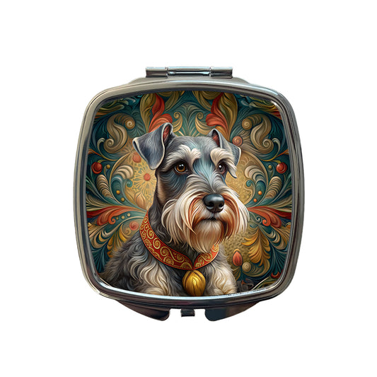 Miniature Schnauzer Dog Art Nouveau Small Travel Purse Handbag Pocket Makeup Compact Mirror