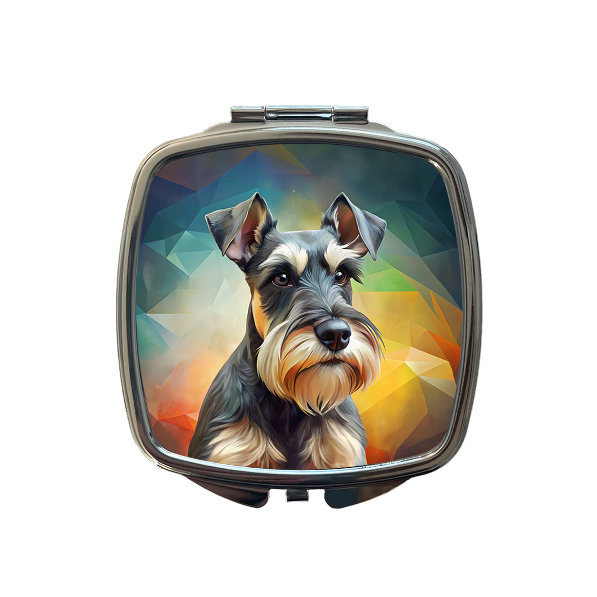 Miniature Schnauzer Dog Contemporary Art Small Travel Purse Handbag Pocket Makeup Compact Mirror