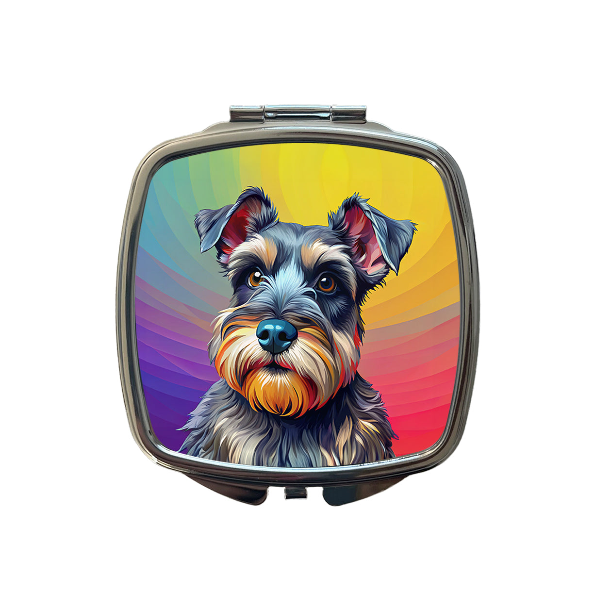 Miniature Schnauzer Dog Pop Art Small Travel Purse Handbag Pocket Makeup Compact Mirror