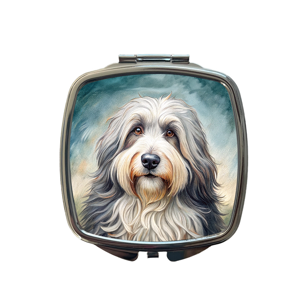 Old English Sheepdog Dog Illustration Small Travel Purse Handbag Pocket Makeup Compact Mirror