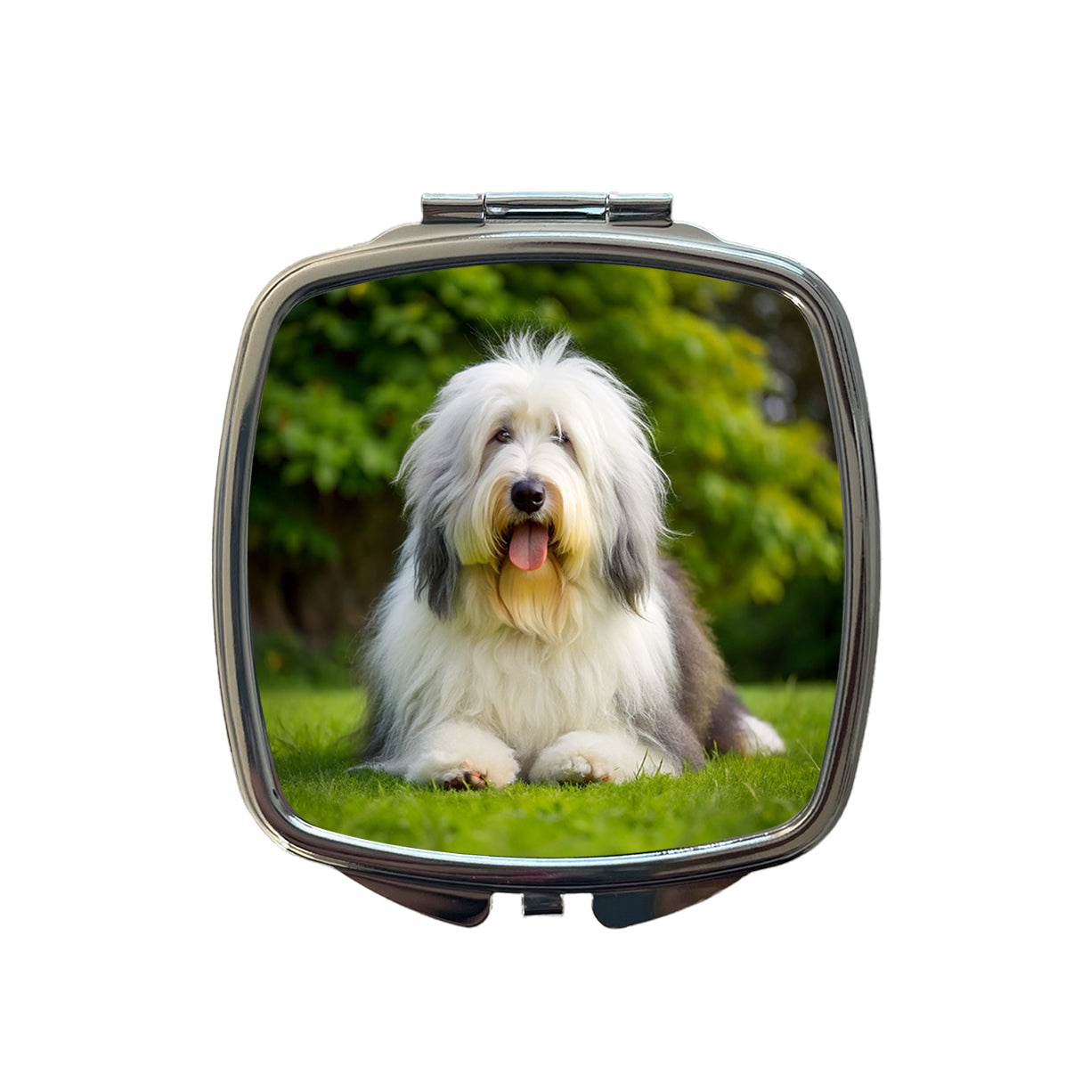 Old English Sheepdog Dog Photo Small Travel Purse Handbag Pocket Makeup Compact Mirror