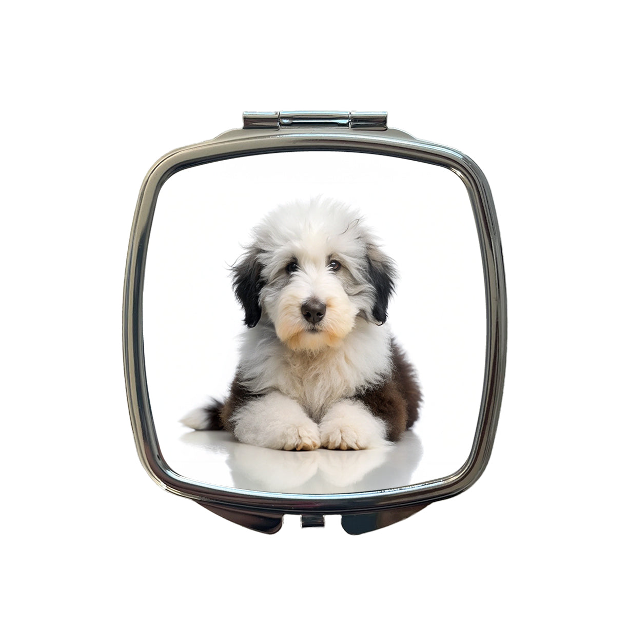 Old English Sheepdog Dog Puppy Photo Small Travel Purse Handbag Pocket Makeup Compact Mirror