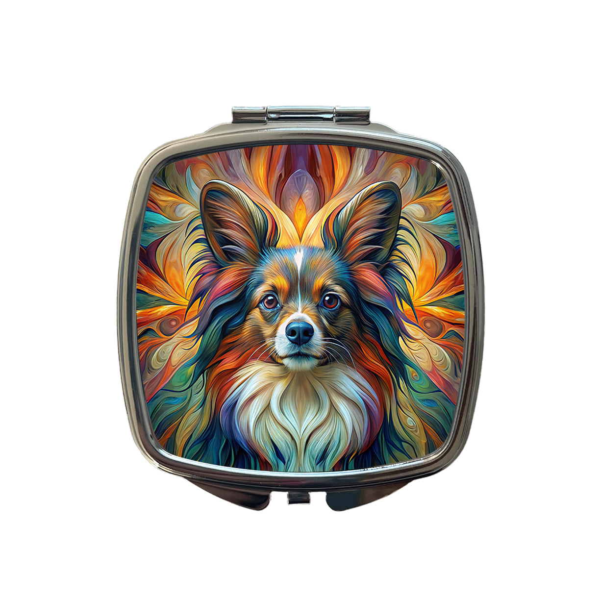 Papillion Dog Abstract Art Small Travel Purse Handbag Pocket Makeup Compact Mirror