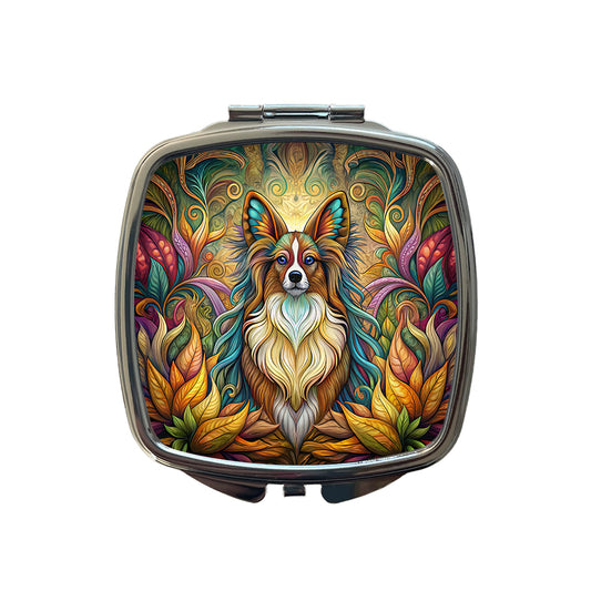 Papillion Dog Art Nouveau Small Travel Purse Handbag Pocket Makeup Compact Mirror