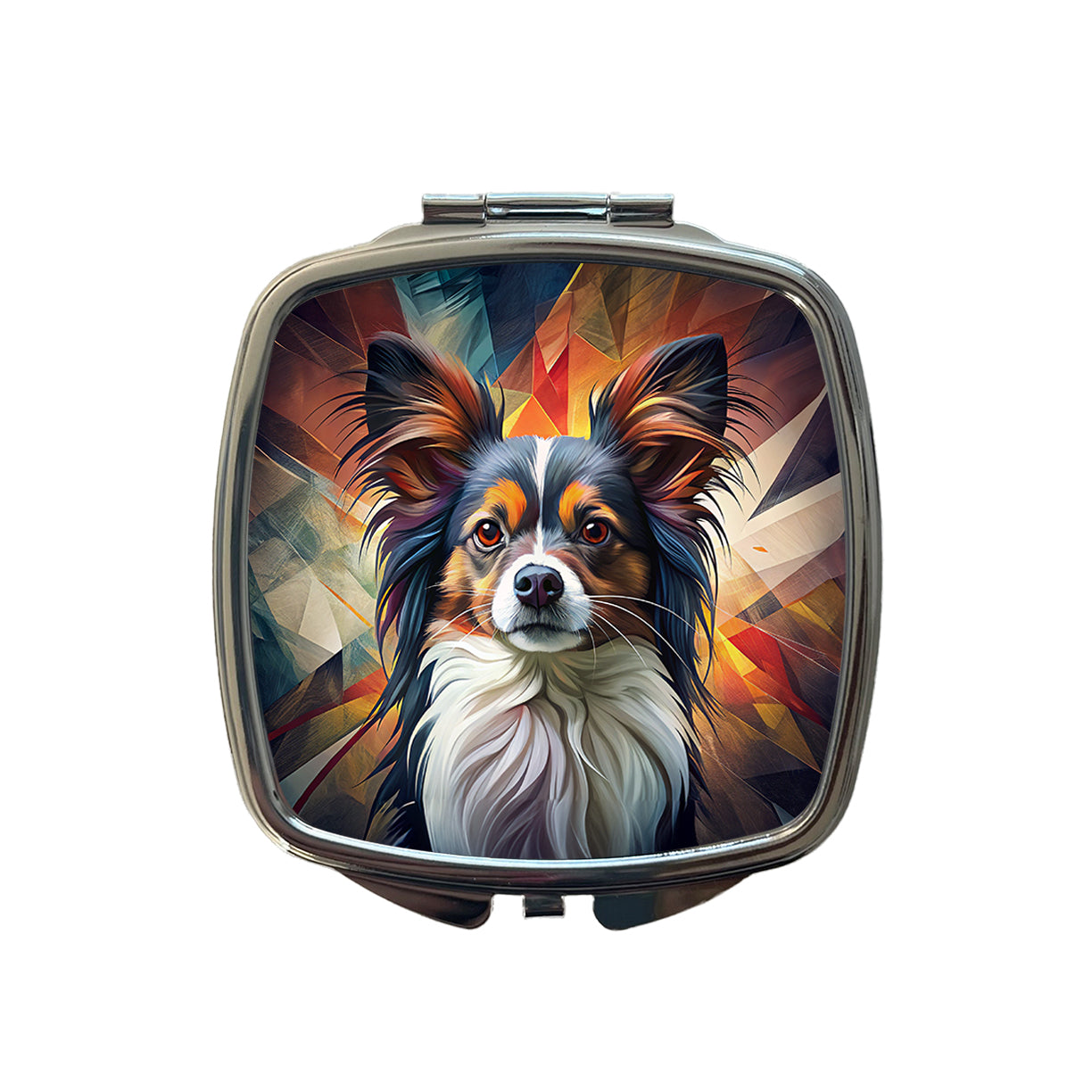 Papillion Dog Contemporary Art Small Travel Purse Handbag Pocket Makeup Compact Mirror