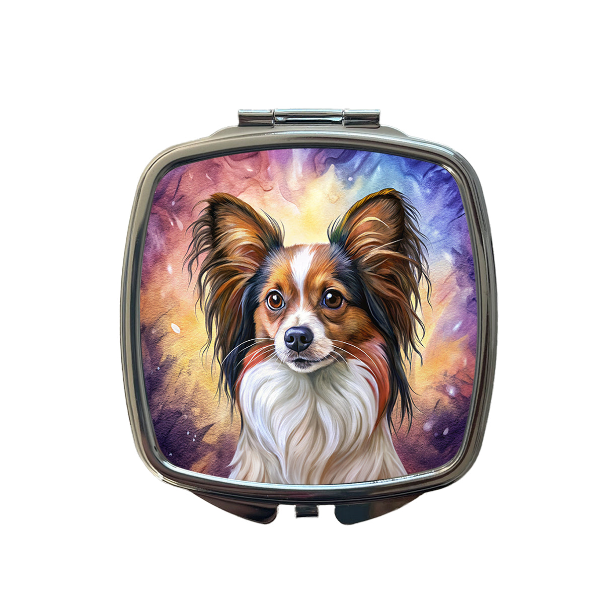 Papillion Dog Illustration Small Travel Purse Handbag Pocket Makeup Compact Mirror