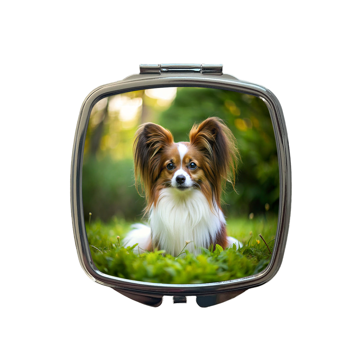 Papillion Dog Photo Small Travel Purse Handbag Pocket Makeup Compact Mirror