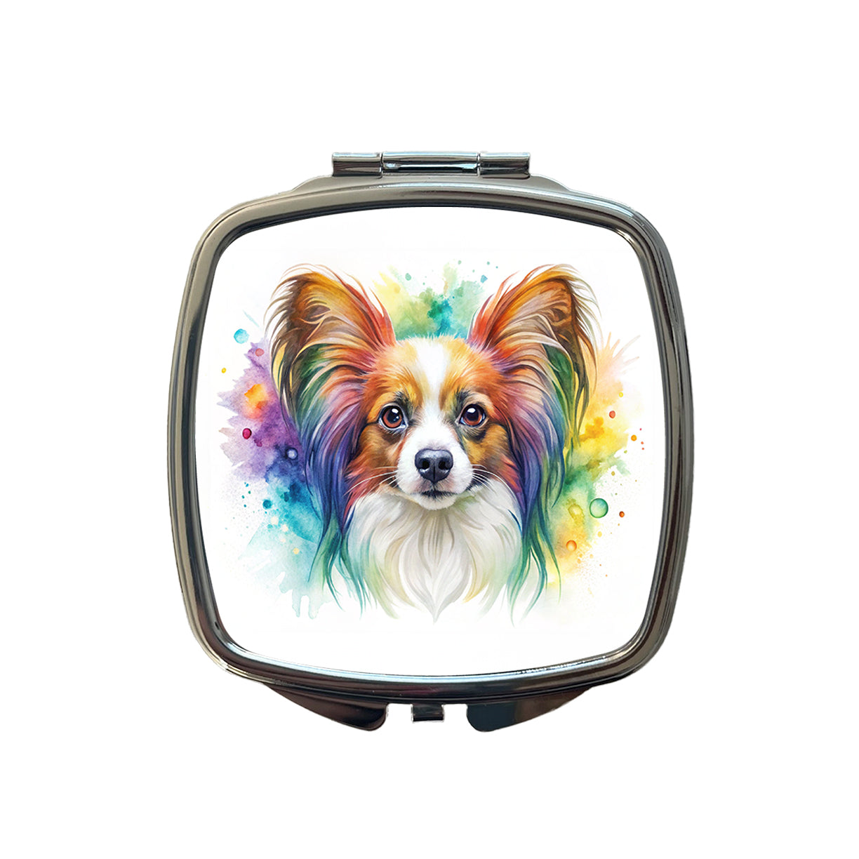 Papillion Dog Watercolor Style Small Travel Purse Handbag Pocket Makeup Compact Mirror