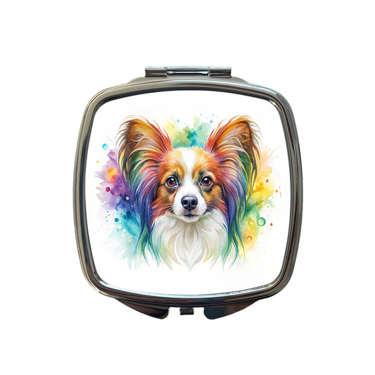 Papillion Dog Watercolor Style Small Travel Purse Handbag Pocket Makeup Compact Mirror