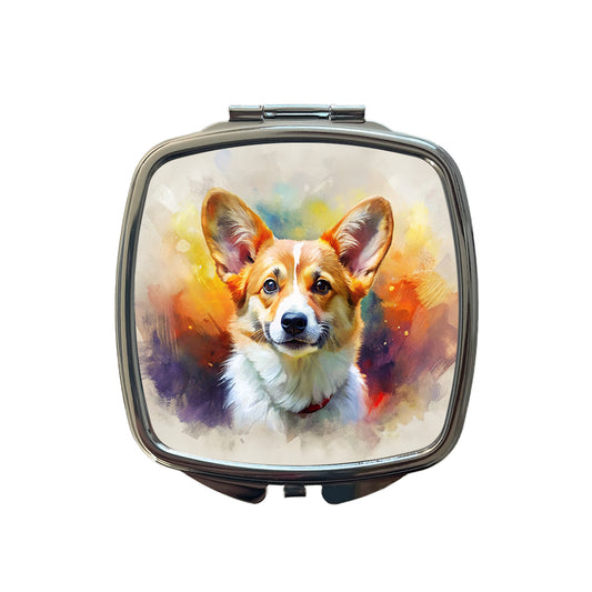 Pembroke Welsh Corgi Dog Expressionism Art Small Travel Purse Handbag Pocket Makeup Compact Mirror