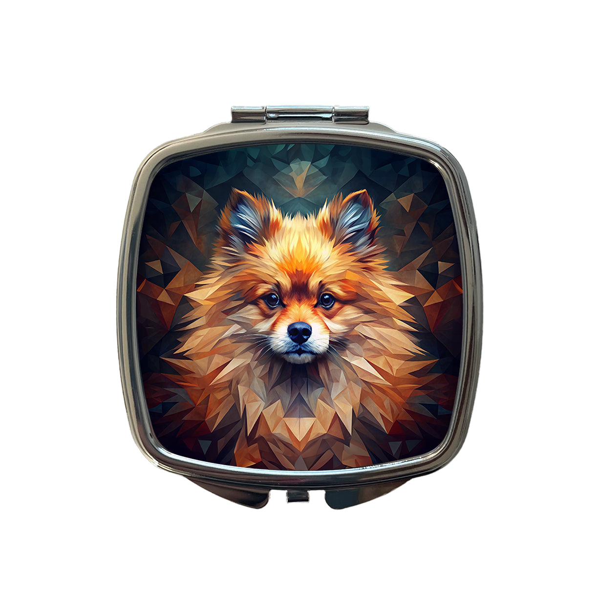 Pomeranian Dog Abstract Art Small Travel Purse Handbag Pocket Makeup Compact Mirror