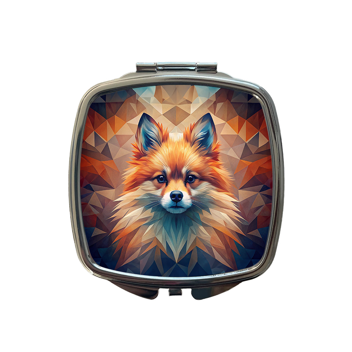 Pomeranian Dog Abstract Stylized Art Small Travel Purse Handbag Pocket Makeup Compact Mirror