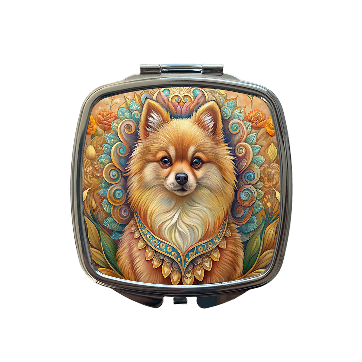 Pomeranian Dog Art Nouveau Small Travel Purse Handbag Pocket Makeup Compact Mirror