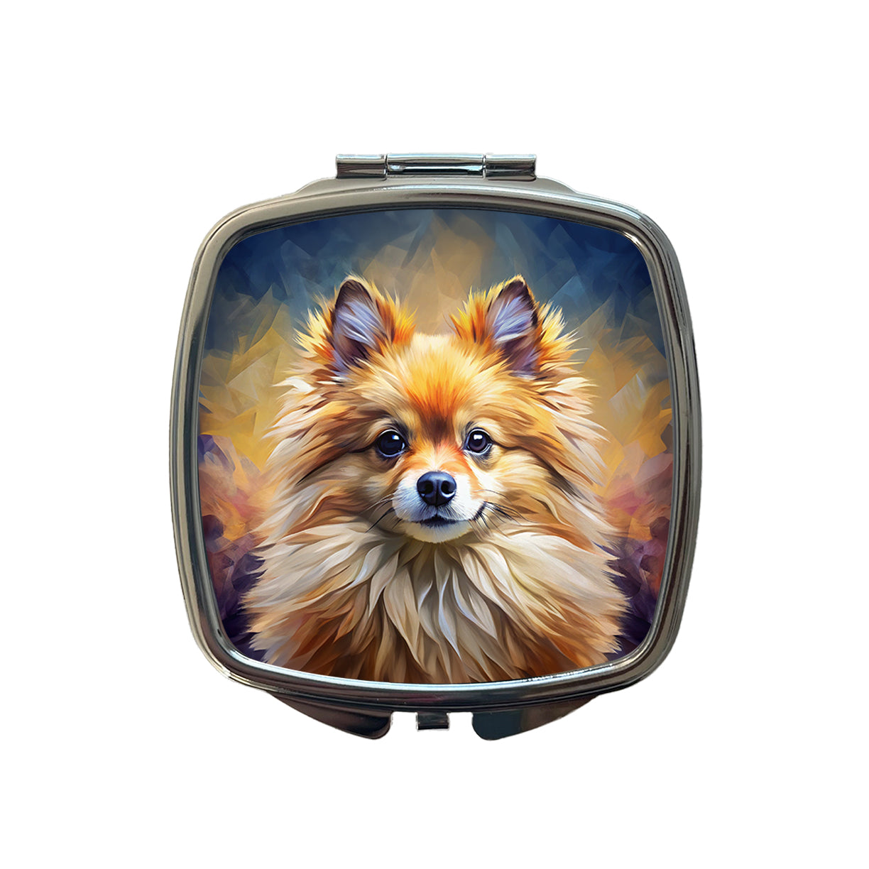 Pomeranian Dog Expressionism Art Small Travel Purse Handbag Pocket Makeup Compact Mirror