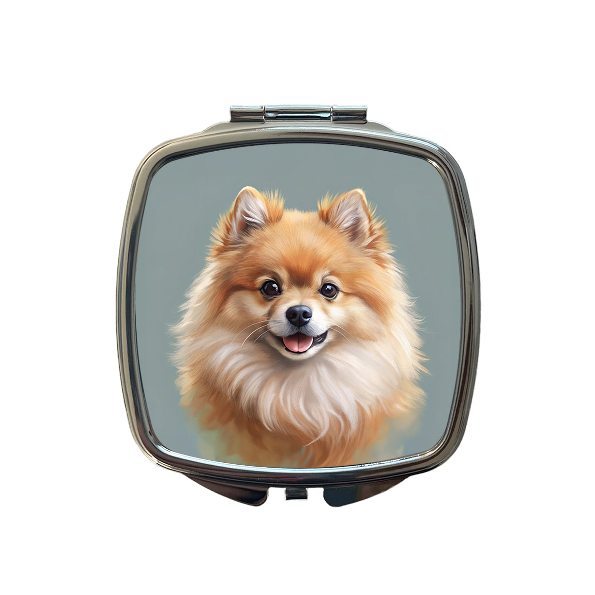 Pomeranian Dog Illustration Small Travel Purse Handbag Pocket Makeup Compact Mirror