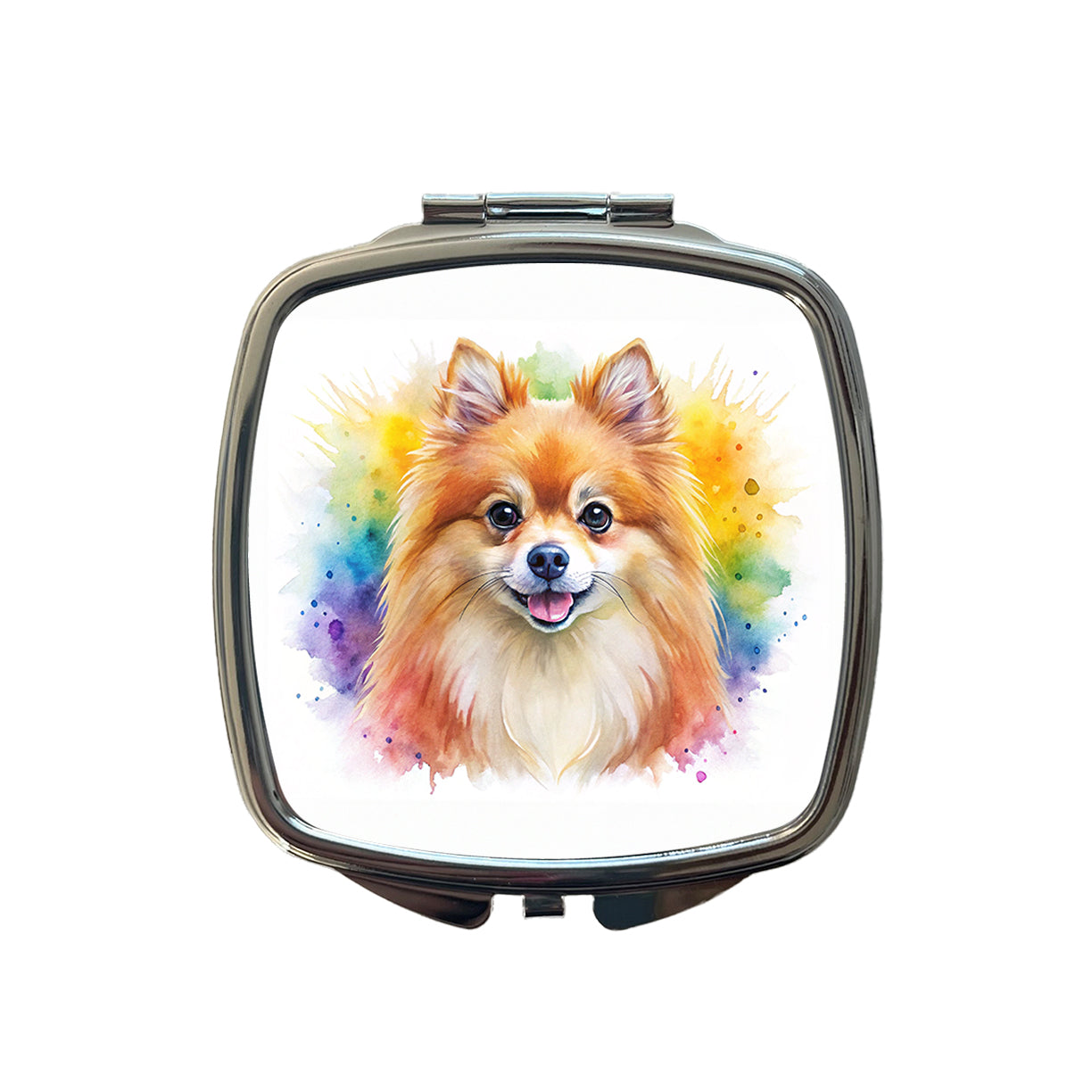 Pomeranian Dog Watercolor Style Small Travel Purse Handbag Pocket Makeup Compact Mirror