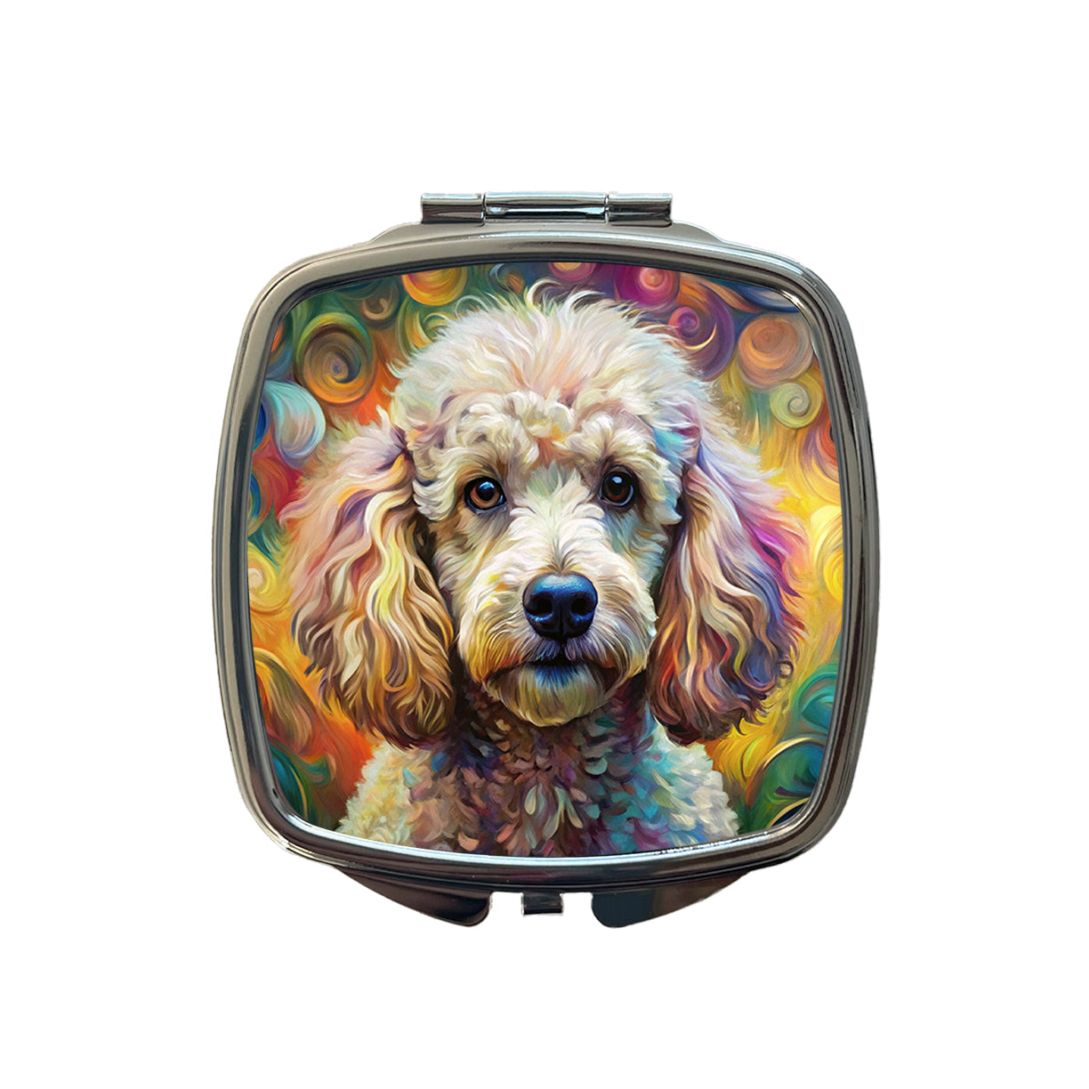 Poodle Dog Abstract Art Small Travel Purse Handbag Pocket Makeup Compact Mirror