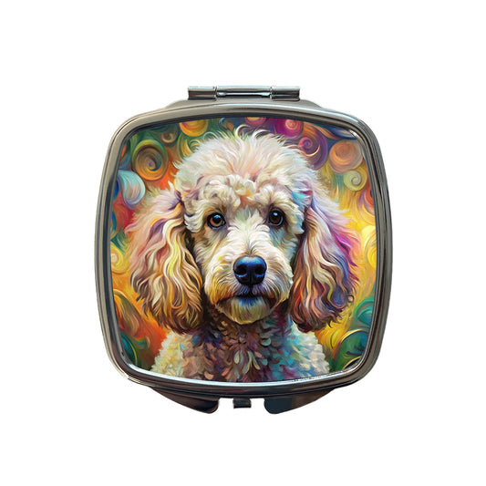 Poodle Dog Abstract Art Small Travel Purse Handbag Pocket Makeup Compact Mirror