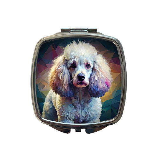 Poodle Dog Abstract Stylized Art Small Travel Purse Handbag Pocket Makeup Compact Mirror