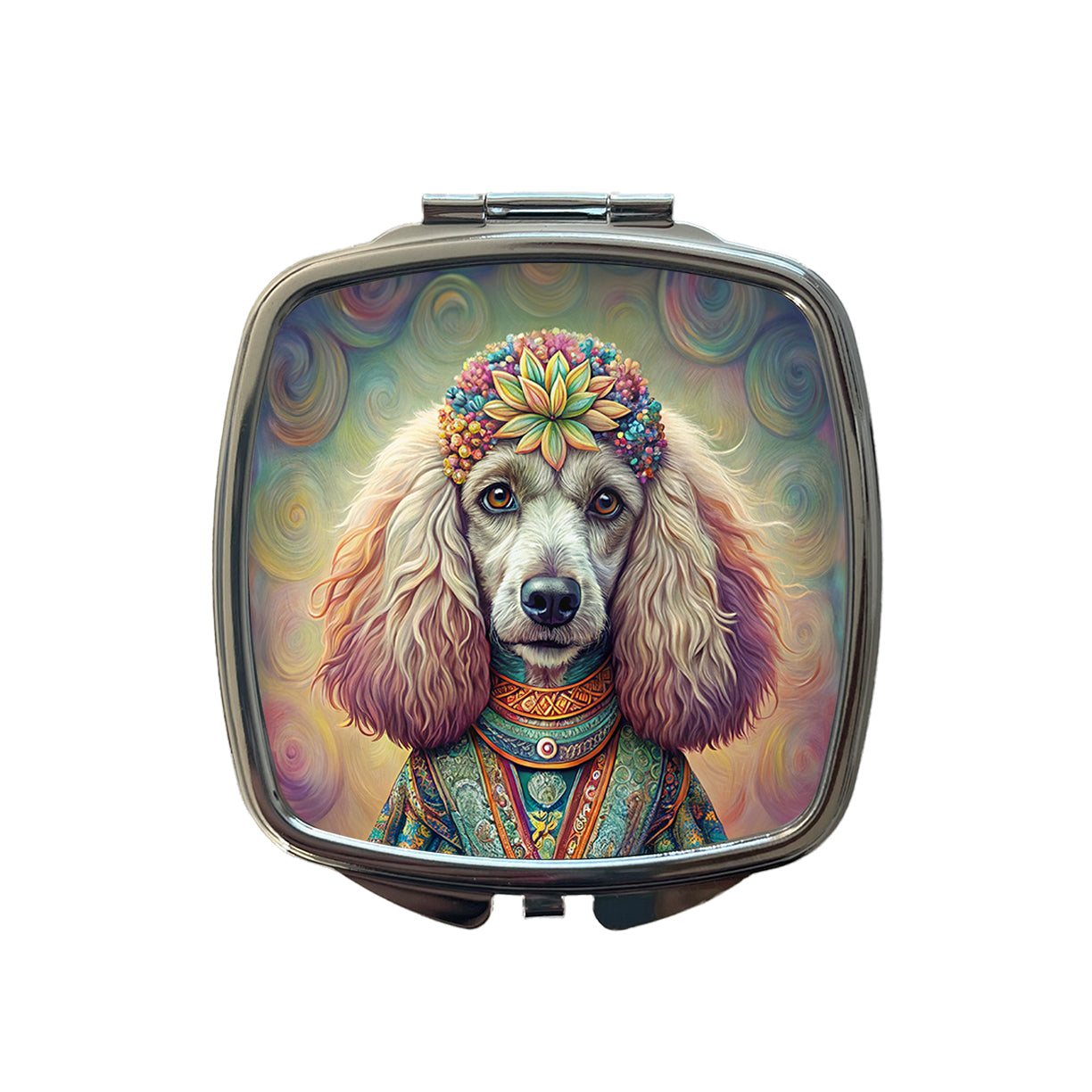 Poodle Dog Bohemian Art Small Travel Purse Handbag Pocket Makeup Compact Mirror