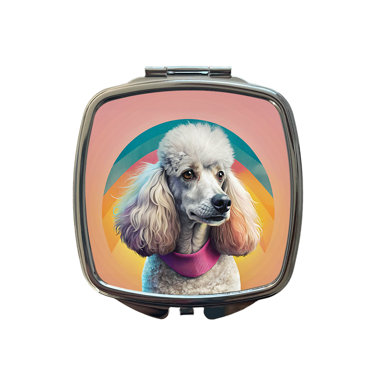 Poodle Dog Contemporary Art Small Travel Purse Handbag Pocket Makeup Compact Mirror