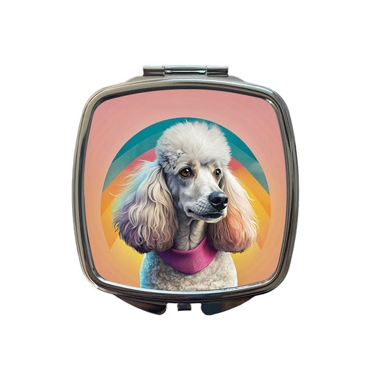 Poodle Dog Contemporary Art Small Travel Purse Handbag Pocket Makeup Compact Mirror