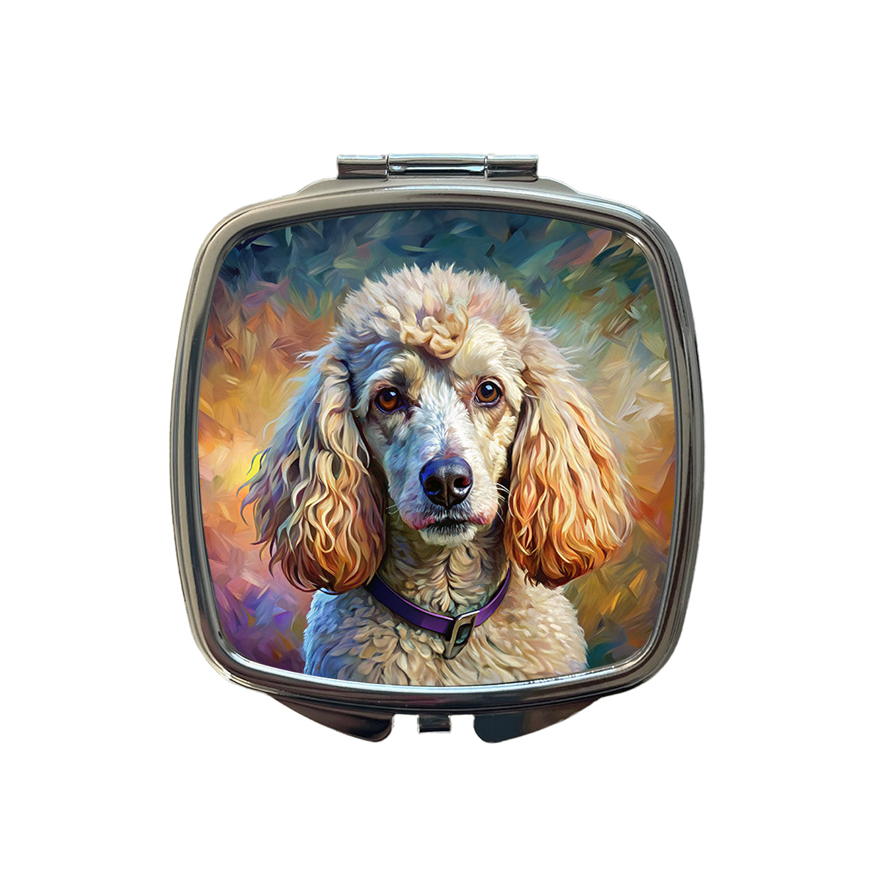 Poodle Dog Expressionism Art Small Travel Purse Handbag Pocket Makeup Compact Mirror