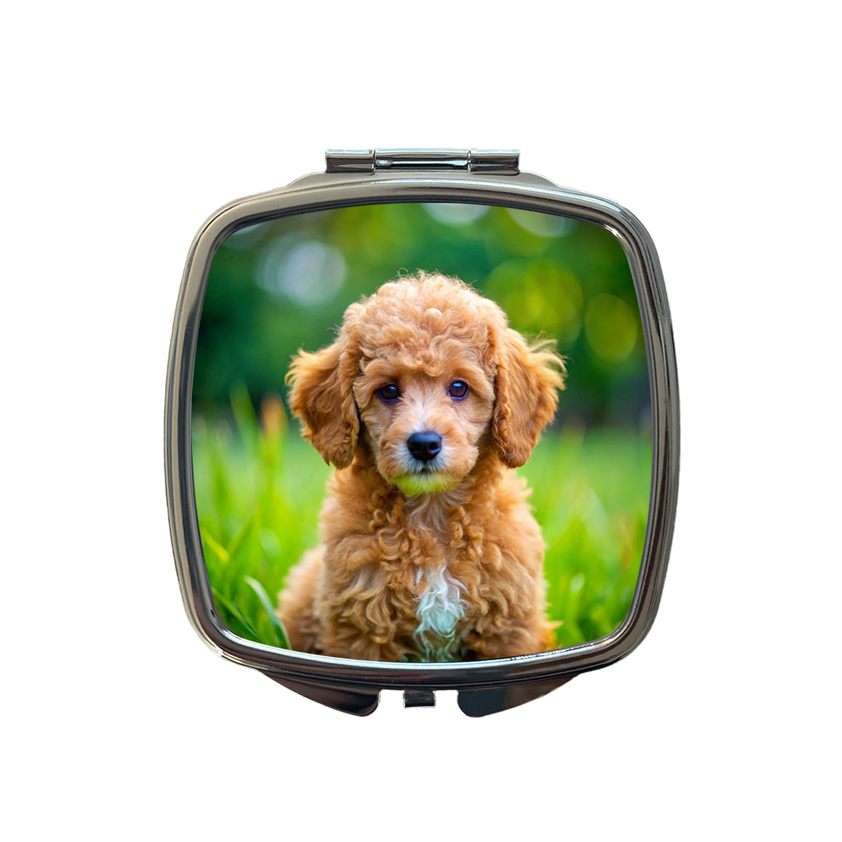 Poodle Dog Puppy Photo Small Travel Purse Handbag Pocket Makeup Compact Mirror