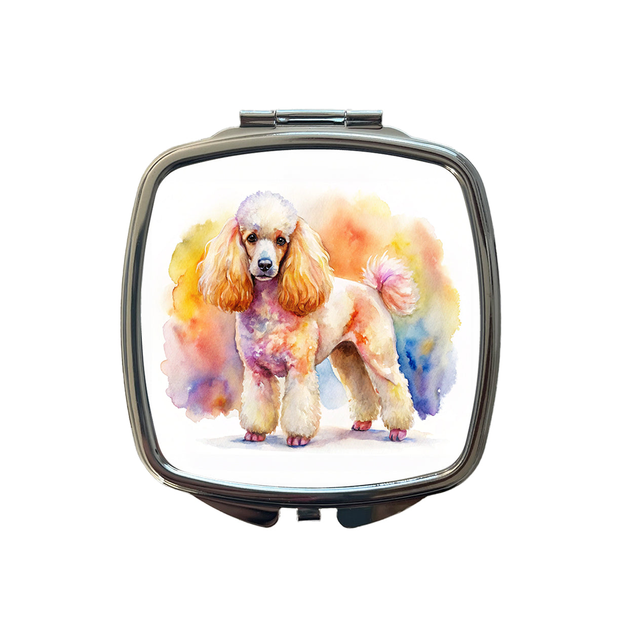 Poodle Dog Watercolor Style Small Travel Purse Handbag Pocket Makeup Compact Mirror