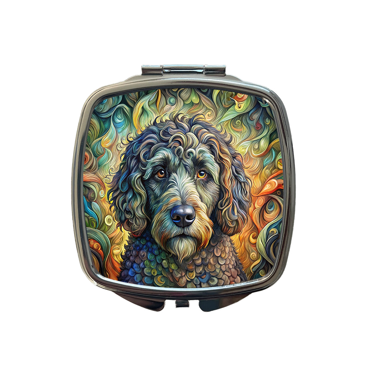 Portuguese Water Dog Abstract Art Small Travel Purse Handbag Pocket Makeup Compact Mirror