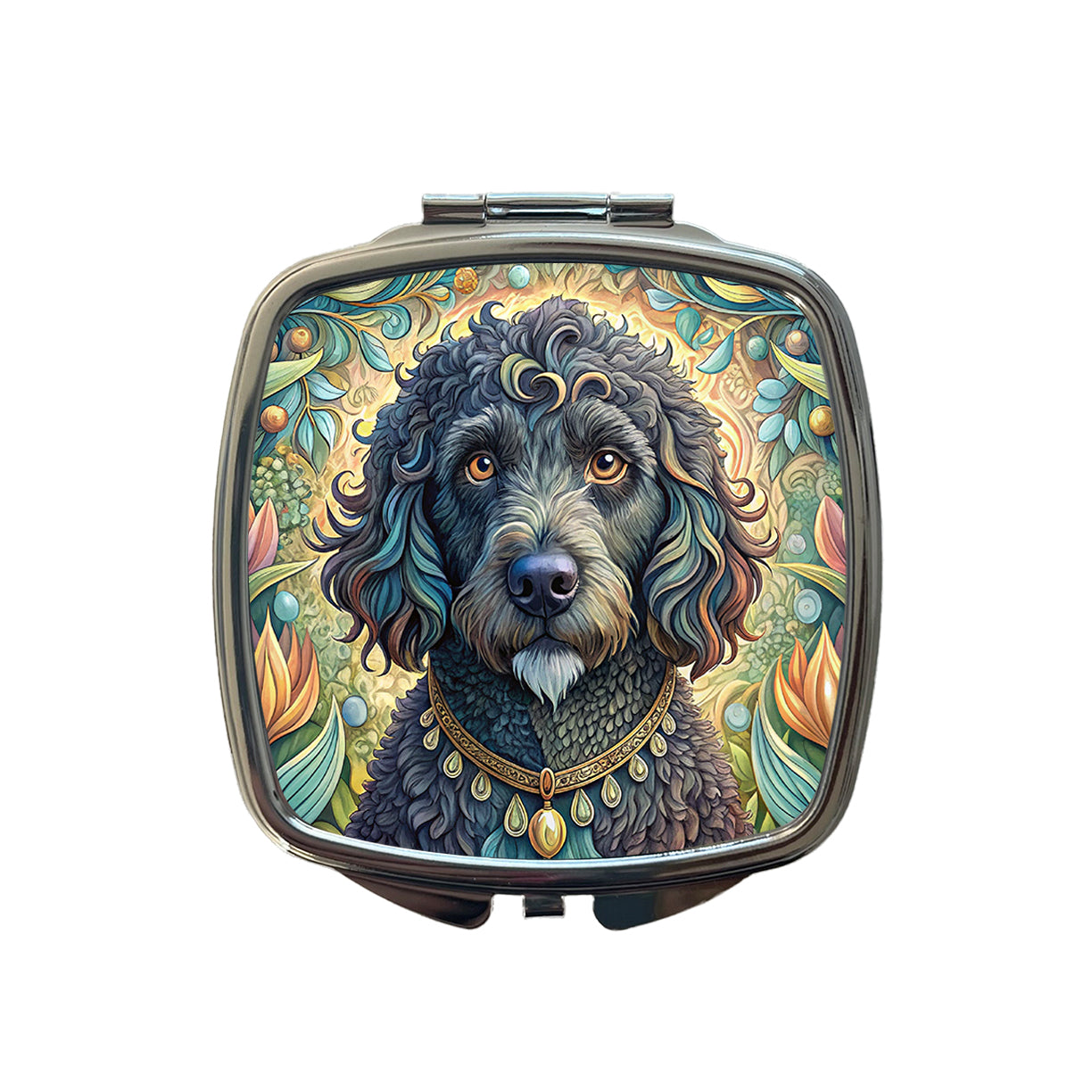 Portuguese Water Dog Art Nouveau Small Travel Purse Handbag Pocket Makeup Compact Mirror