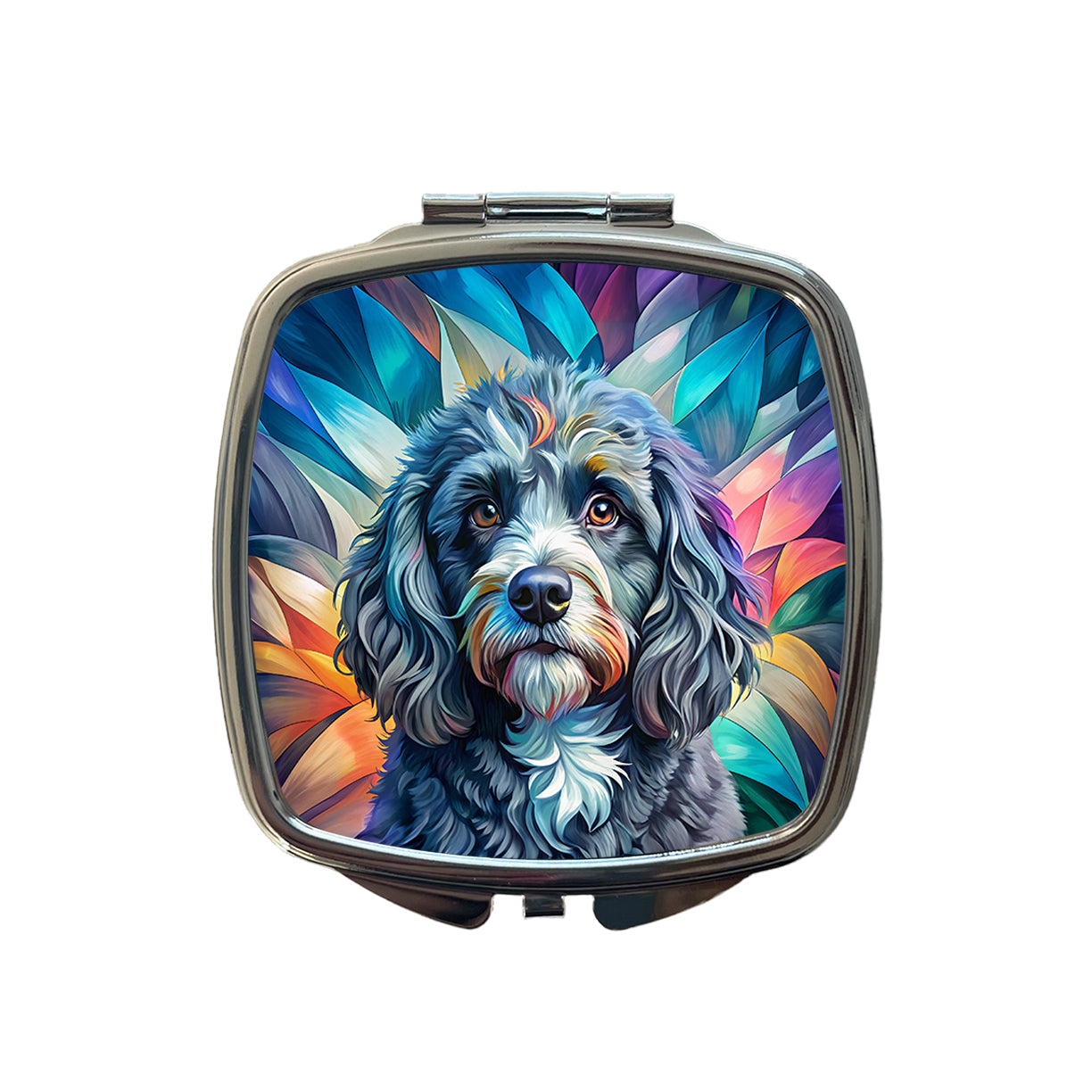 Portuguese Water Dog Contemporary Art Small Travel Purse Handbag Pocket Makeup Compact Mirror