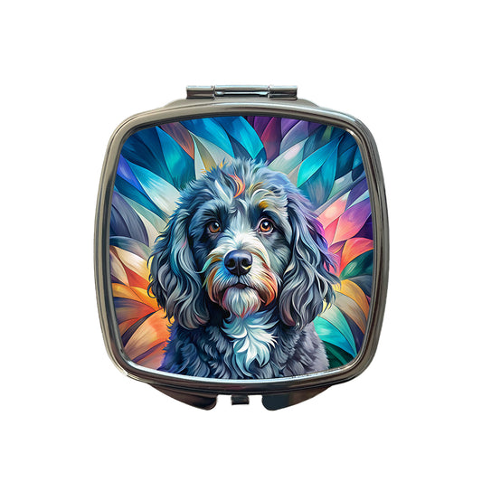 Portuguese Water Dog Contemporary Art Small Travel Purse Handbag Pocket Makeup Compact Mirror