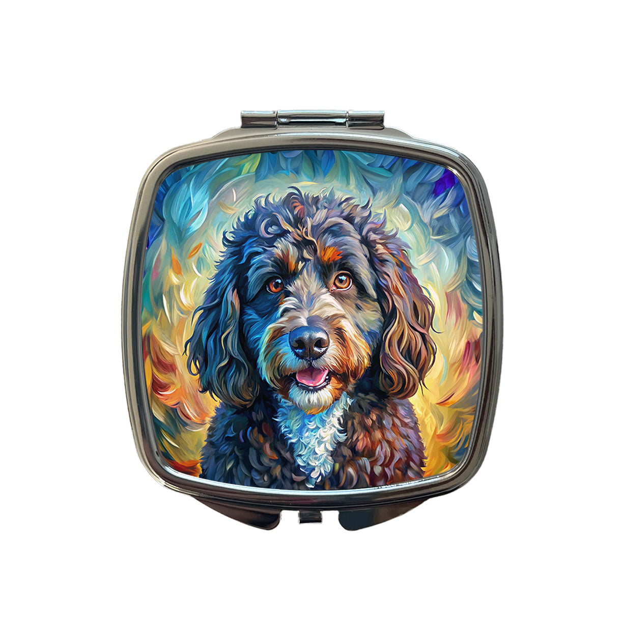 Portuguese Water Dog Expressionism Art Small Travel Purse Handbag Pocket Makeup Compact Mirror