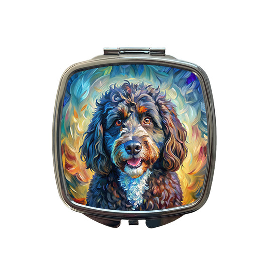 Portuguese Water Dog Expressionism Art Small Travel Purse Handbag Pocket Makeup Compact Mirror
