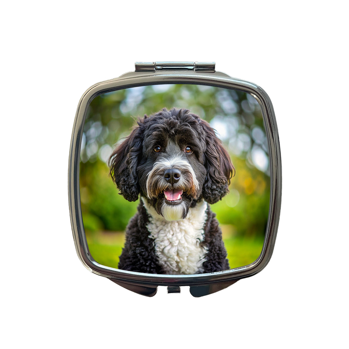 Portuguese Water Dog Photo Small Travel Purse Handbag Pocket Makeup Compact Mirror