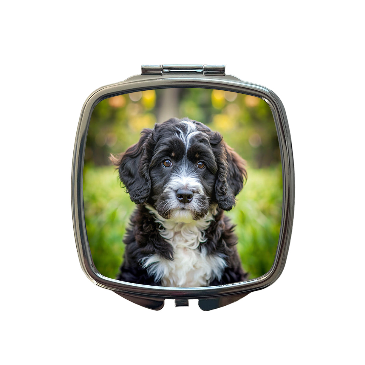Portuguese Water Dog Puppy Photo Small Travel Purse Handbag Pocket Makeup Compact Mirror