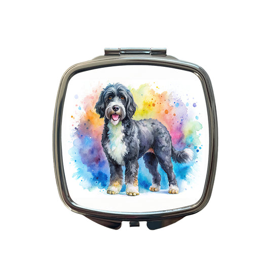 Portuguese Water Dog Watercolor Style Small Travel Purse Handbag Pocket Makeup Compact Mirror