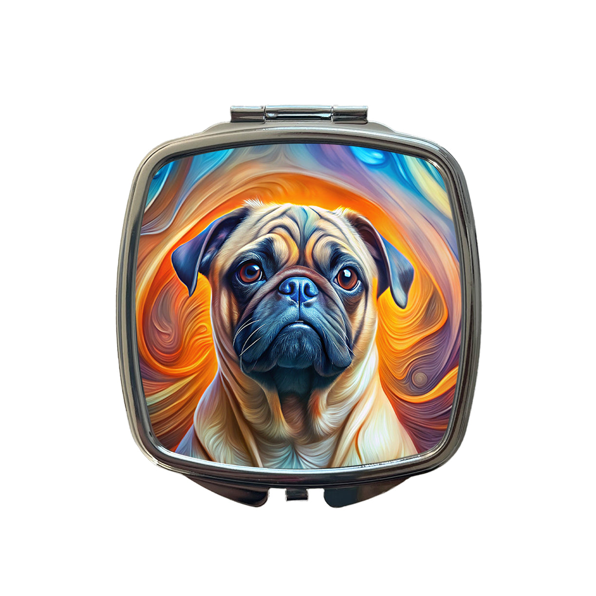 Pug Dog Abstract Art Small Travel Purse Handbag Pocket Makeup Compact Mirror