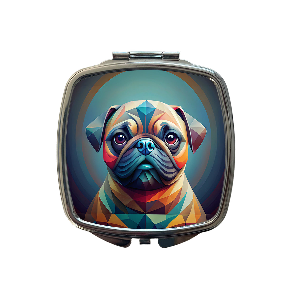 Pug Dog Abstract Stylized Art Small Travel Purse Handbag Pocket Makeup Compact Mirror