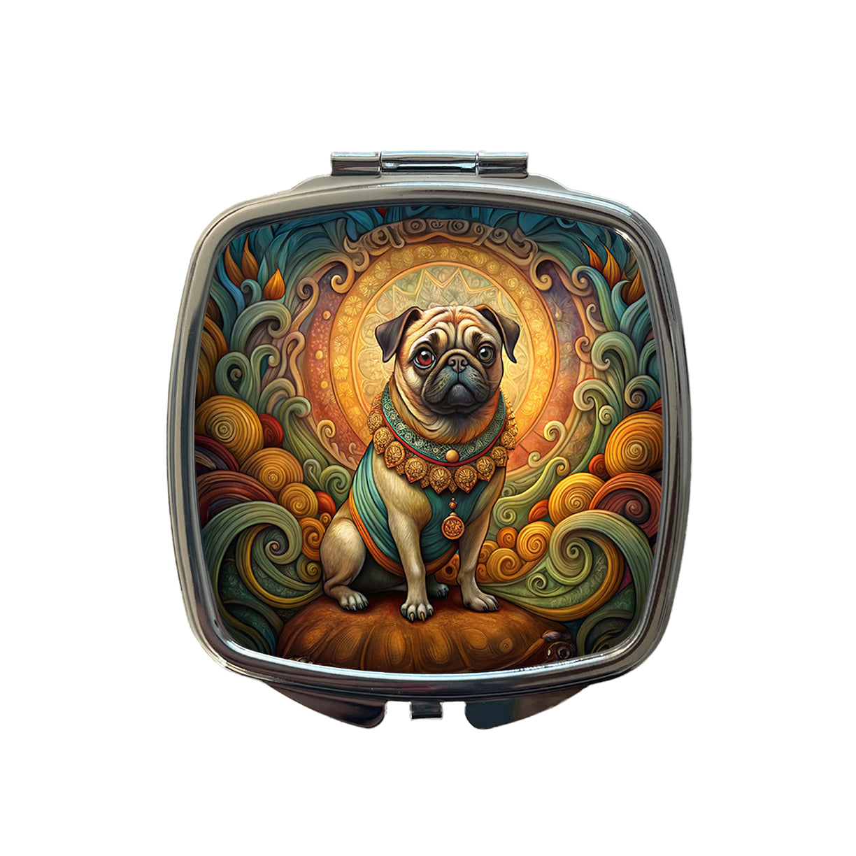 Pug Dog Art Nouveau Small Travel Purse Handbag Pocket Makeup Compact Mirror