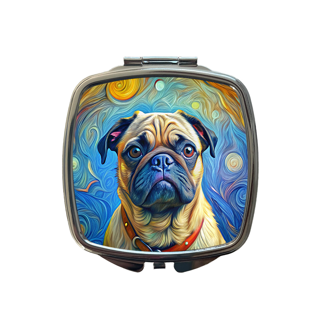 Pug Dog Expressionism Art Small Travel Purse Handbag Pocket Makeup Compact Mirror