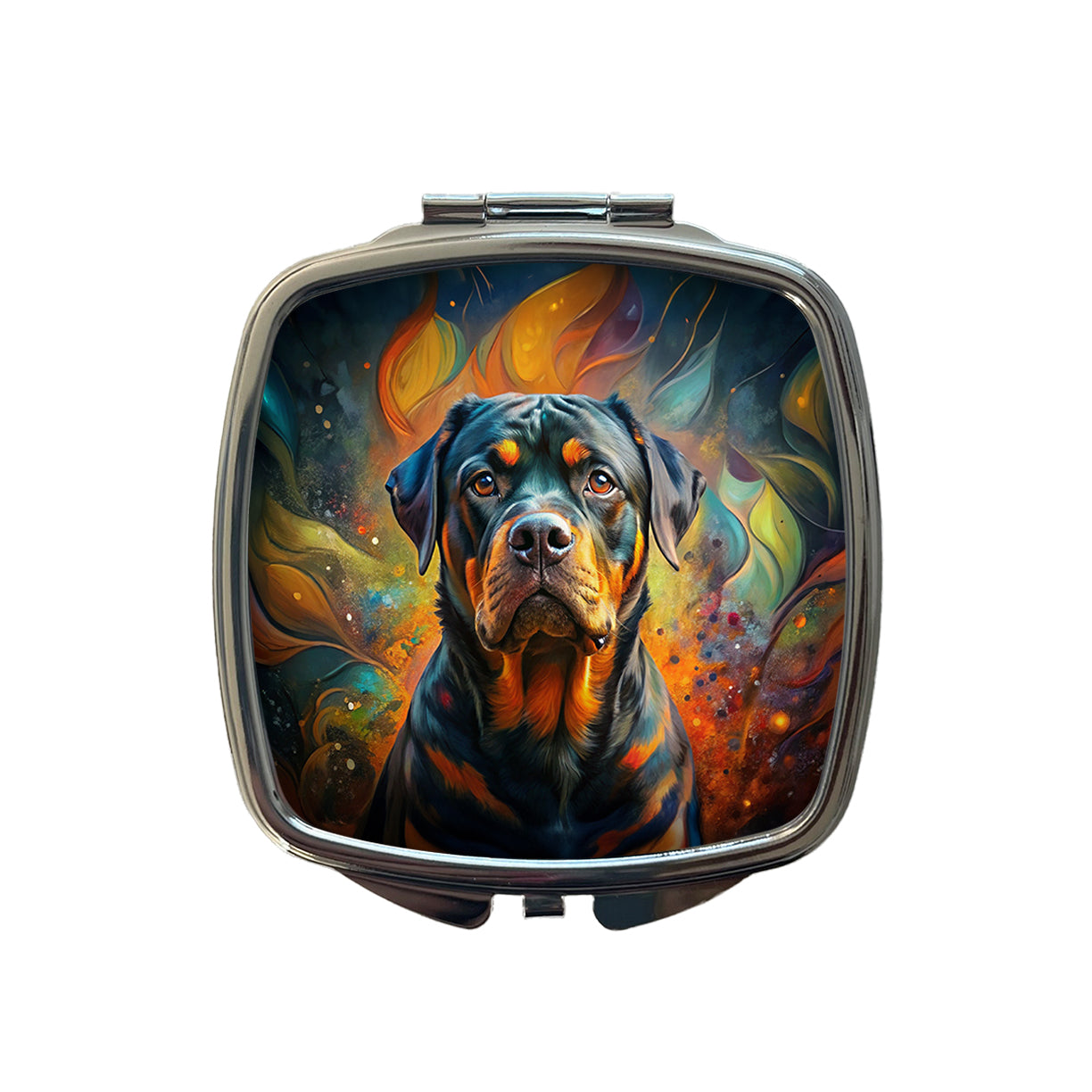 Rottweiler Dog Abstract Art Small Travel Purse Handbag Pocket Makeup Compact Mirror