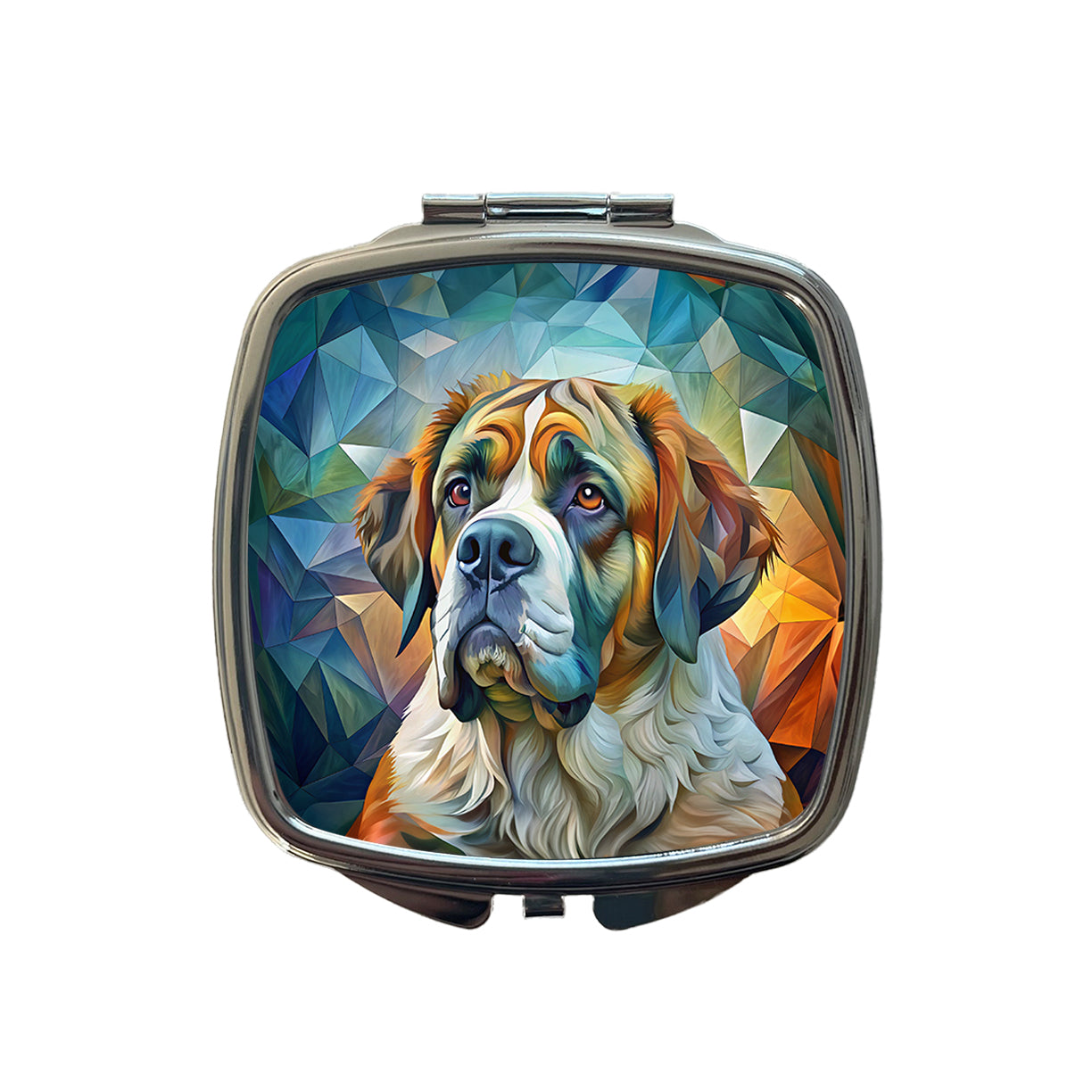 Saint Bernard Dog Abstract Art Small Travel Purse Handbag Pocket Makeup Compact Mirror
