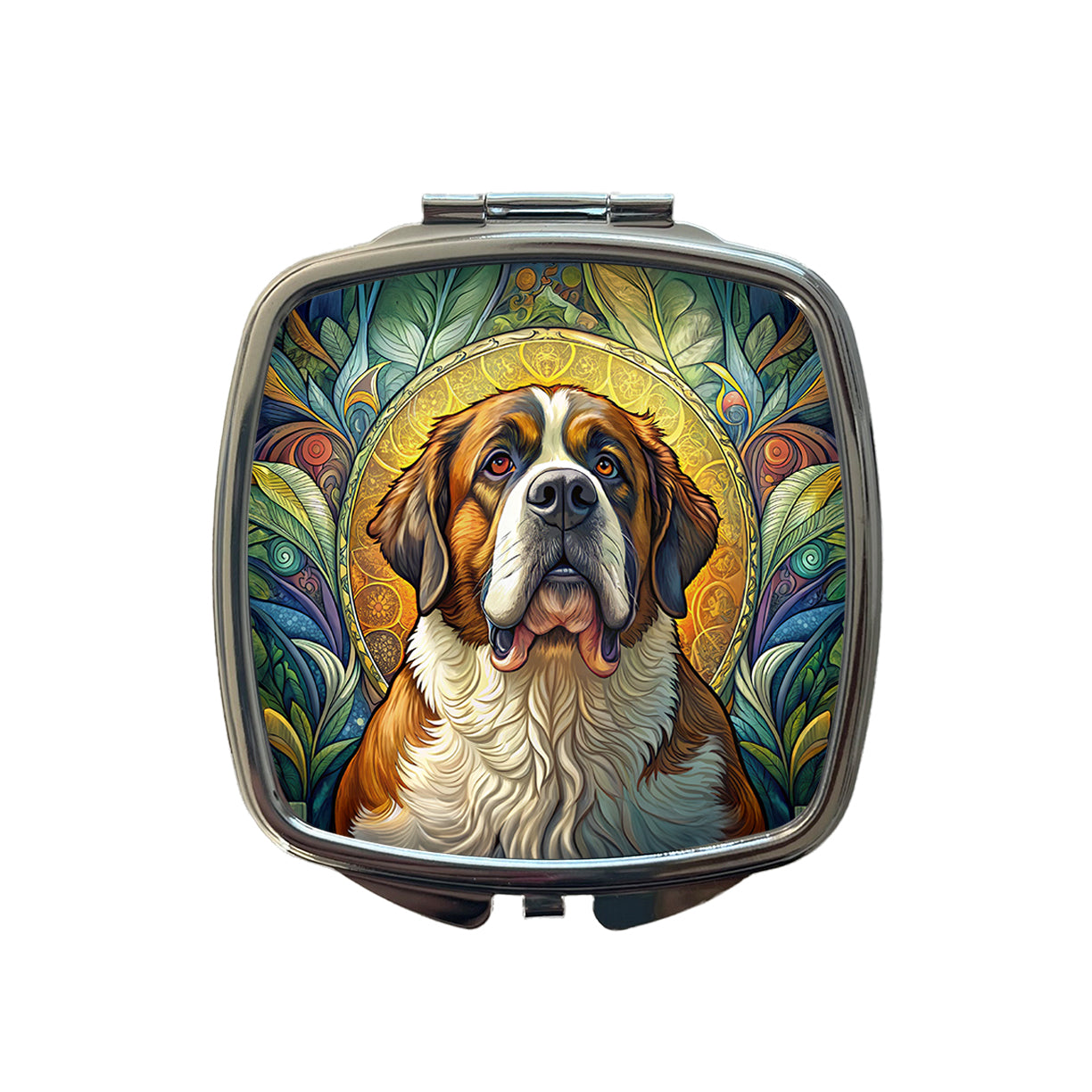 Saint Bernard Dog Art Nouveau Small Travel Purse Handbag Pocket Makeup Compact Mirror
